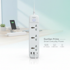 GunGaN Prime 6-Way Power Strip | 3 AC + 3 USB