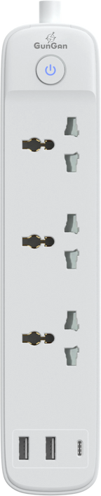 GunGaN Prime 6-Way Power Strip | 3 AC + 3 USB
