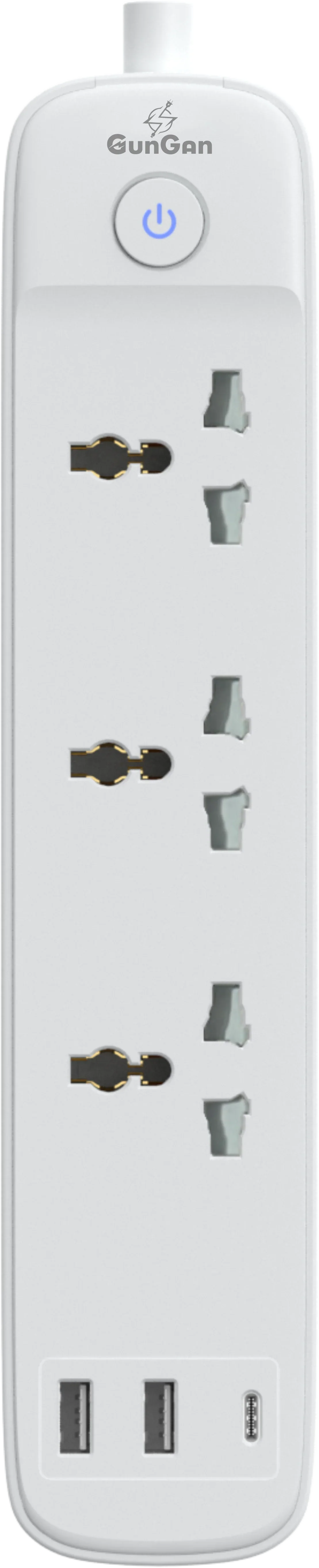 GunGaN Prime 6-Way Power Strip | 3 AC + 3 USB